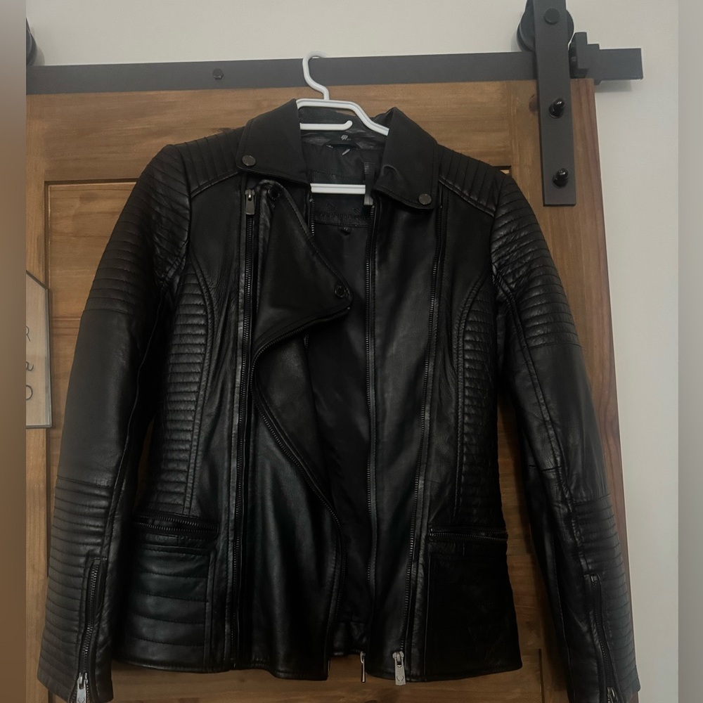 Bod & Christensen lamb leather Moto zip jacket size medium
